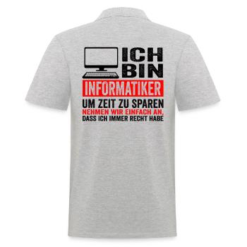 Informatiker IT Experte Informatik Informatik Lust - Männer Poloshirt - Grau meliert - Hinten - Kai (181cm)