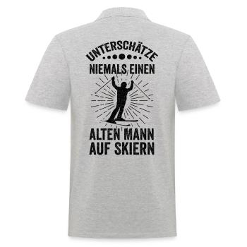 Ski Skifahren Skifahrer Geschenk Lustige Sprüche - Männer Poloshirt - Grau meliert - Hinten - Kai (181cm)