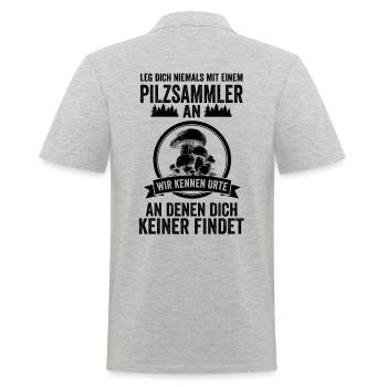 Pilzsammler Pilze Schwammerl Lustige Sprüche - Männer Poloshirt - Grau meliert - Hinten - Kai (181cm)