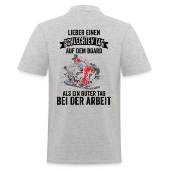 Snowboard Wintersport Snowboarder Lustige Sprüche - Männer Poloshirt - Grau meliert - Hinten - Kai (181cm)