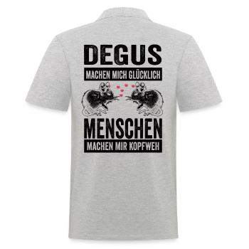 Degu Nagger Deguzucht Lustige Sprüche Geschenk - Männer Poloshirt - Grau meliert - Hinten - Kai (181cm)