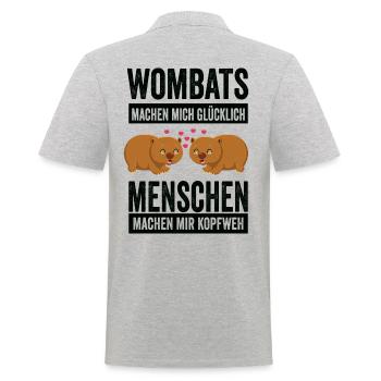Wombat Wombatzüchter Beuteltier Geschenk - Männer Poloshirt - Grau meliert - Hinten - Kai (181cm)