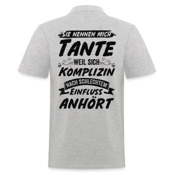 Tante Patentante Patin Lieblingstante Geschenk - Männer Poloshirt - Grau meliert - Hinten - Kai (181cm)