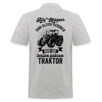 Traktor Trecker Feldarbeit Bauer Landwirt Geschen - Männer Poloshirt - Grau meliert - Hinten - Kai (181cm)
