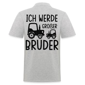 Traktor Ich Werde Großer Bruder Trecker Babyparty - Männer Poloshirt - Grau meliert - Hinten - Kai (181cm)