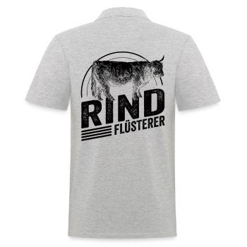 Schottisches Hochlandrind Rind Rindzüchter Geschen - Männer Poloshirt - Grau meliert - Hinten - Kai (181cm)