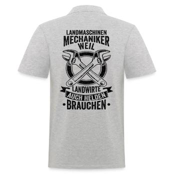 Landmaschinenmechaniker Traktor Landwirtschaft Ges - Männer Poloshirt - Grau meliert - Hinten - Kai (181cm)
