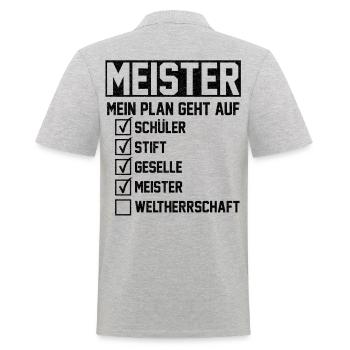 Meister Handwerksmeister Mechatroniker Tischler Ge - Männer Poloshirt - Grau meliert - Hinten - Kai (181cm)