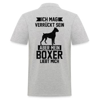 Deutscher Boxer Boxerhalter Hund Lustige Sprüche - Männer Poloshirt - Grau meliert - Hinten - Kai (181cm)