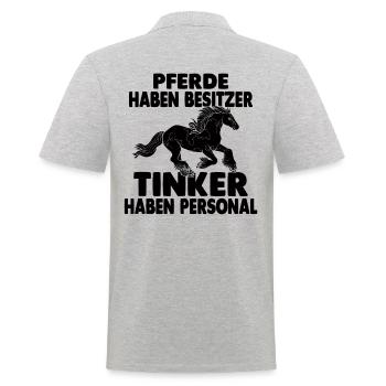 Tinker Reiten Reitstall Pferd Reitsport Reitverein - Männer Poloshirt - Grau meliert - Hinten - Kai (181cm)