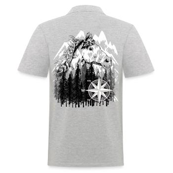 Horse Mountains Wilderness Rider Wild Horse Adventure - Men's Polo Shirt - heather grey - Back - Kai (181cm)