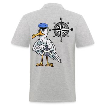 Marin maritime mouette boussole windrose nautique - Polo Homme - gris chiné - Dos - Kai (181cm)