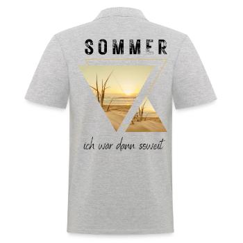 SOMMER ich bin dann soweit - HELLO SUMMER - Männer Poloshirt - Grau meliert - Hinten - Kai (181cm)