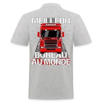 Camion cadeau routier chauffeur poids lourd humour - Polo Homme - gris chiné - Dos - Kai (181cm)