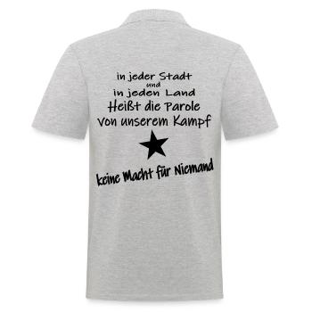 Keine Macht - Männer Poloshirt - Grau meliert - Hinten - Kai (181cm)