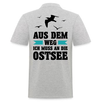 Ostsee Moin Meer See Urlaub Norden Möwen Geschenk - Männer Poloshirt - Grau meliert - Hinten - Kai (181cm)