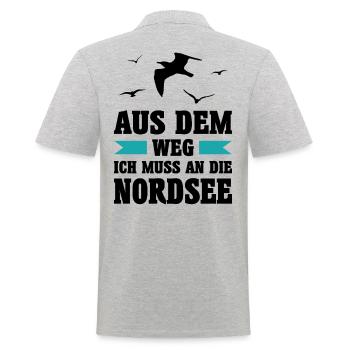 Nordsee Meer Möwe Möwen Urlaub Norden See Geschenk - Männer Poloshirt - Grau meliert - Hinten - Kai (181cm)