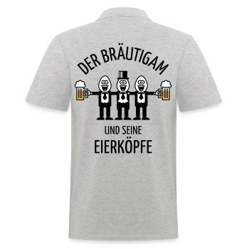 Der Bräutigam Und Seine Eierköpfe (JGA / POS / 3C) - Männer Poloshirt - Grau meliert - Hinten - Kai (181cm)