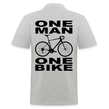 Rennrad, Männer, Radsport, Radrennen, Geschenk - Männer Poloshirt - Grau meliert - Hinten - Kai (181cm)