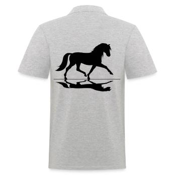 Pferde Reiten Pferdemotiv Reitmode Reitstall - Männer Poloshirt - Grau meliert - Hinten - Kai (181cm)