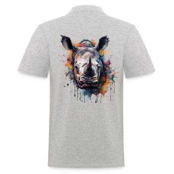 Cool colorful watercolor rhinoceros - Men's Polo Shirt - heather grey - Back - Kai (181cm)