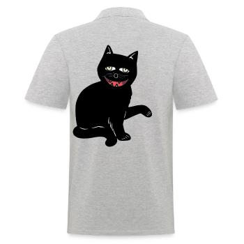 Halloween Cat Black Cat Creepy Horror - Men's Polo Shirt - heather grey - Back - Kai (181cm)