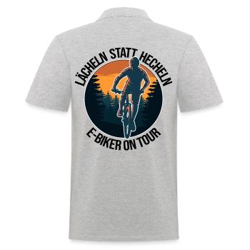 fahrrad akku e bike lächeln hecheln biker ebike - Männer Poloshirt - Grau meliert - Hinten - Kai (181cm)