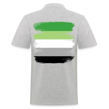 Aromantisch Aromantik A Romantisch Romantik Flagge - Männer Poloshirt - Grau meliert - Hinten - Kai (181cm)