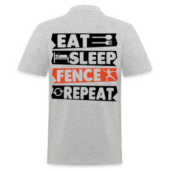 Eat Sleep Fence Repeat - Männer Poloshirt - Grau meliert - Hinten - Kai (181cm)