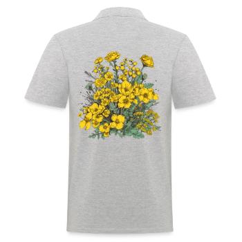 Wunderschönes Boho Blumen Herbarium Bouquet gelb - Männer Poloshirt - Grau meliert - Hinten - Kai (181cm)