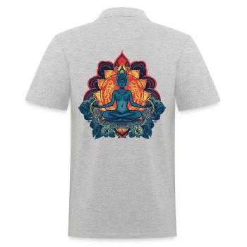 Motif coloré de Buddha Yoga avec ornements - Polo Homme - gris chiné - Dos - Kai (181cm)