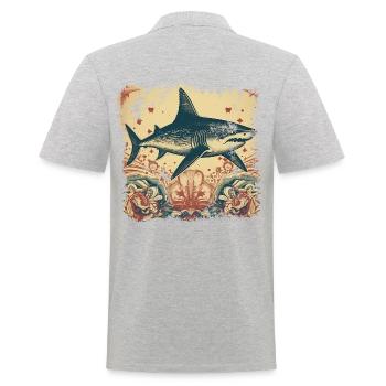 Requin rétro cool avec des motifs des années 50 - Polo Homme - gris chiné - Dos - Kai (181cm)