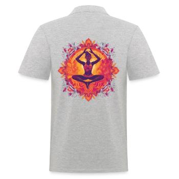 Motif de Buddha Yoga violet / Rose / Jaune avec ornements - Polo Homme - gris chiné - Dos - Kai (181cm)