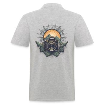 Logo de caméra rétro cool - Polo Homme - gris chiné - Dos - Kai (181cm)