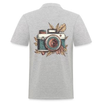 Coole Vintage Retro Kamera Boho Style - Männer Poloshirt - Grau meliert - Hinten - Kai (181cm)
