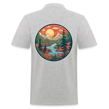 Cool Hiker Motif - Hiking in the Mountains - Men's Polo Shirt - heather grey - Back - Kai (181cm)