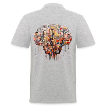 Cerveau artistique coloré - TDAH, autisme - Polo Homme - gris chiné - Dos - Kai (181cm)