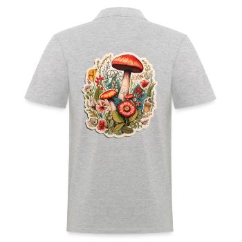 Art bohème avec des champignons et des fleurs - Polo Homme - gris chiné - Dos - Kai (181cm)