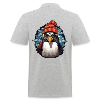 Pingouin de Noël père Noël cool avec chapeau - Polo Homme - gris chiné - Dos - Kai (181cm)