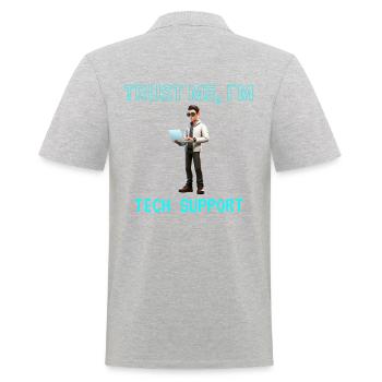 Croyez-moi, je suis le support technique - Polo Homme - gris chiné - Dos - Kai (181cm)