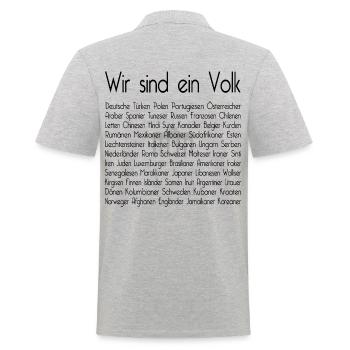 Wir sind ein Volk (black) - Männer Poloshirt - Grau meliert - Hinten - Kai (181cm)