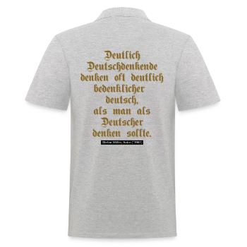 Deutsche Denker - Männer Poloshirt - Grau meliert - Hinten - Kai (181cm)