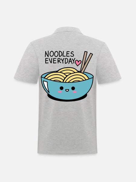 Nudeln jeden Tag - süße und kawaii Nudeln - Männer Poloshirt - Grau meliert