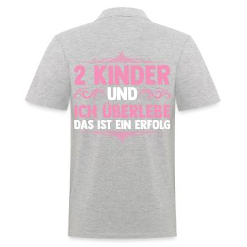 Mama Von 2 Kindern - Männer Poloshirt - Grau meliert - Hinten - Kai (181cm)