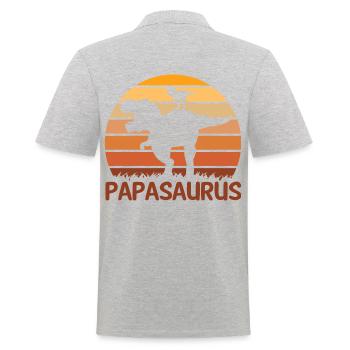 Papa Père Dino Dinosaure Papasaurus - Polo Homme - gris chiné - Dos - Kai (181cm)