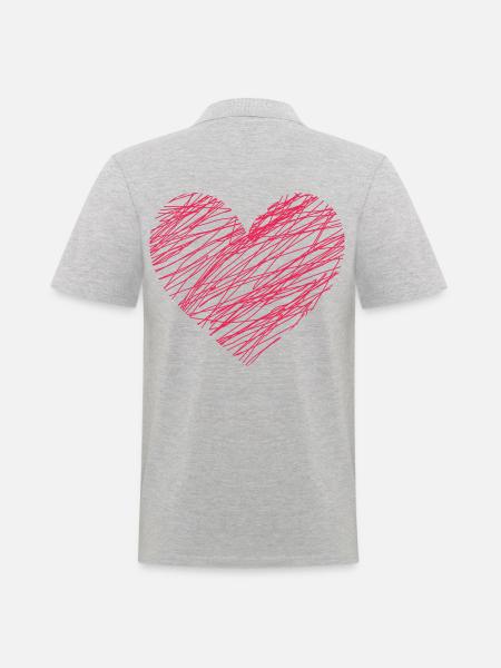 Doodle Heart Red - Men's Polo Shirt - heather grey