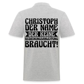 First name Chris Christoph - Men's Polo Shirt - heather grey - Back - Kai (181cm)