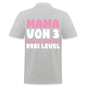 Mama Von 3 Kindern - Männer Poloshirt - Grau meliert - Hinten - Kai (181cm)