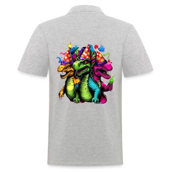 Motif de dinosaure coloré cool - 3 T-Rex - Polo Homme - gris chiné - Dos - Kai (181cm)