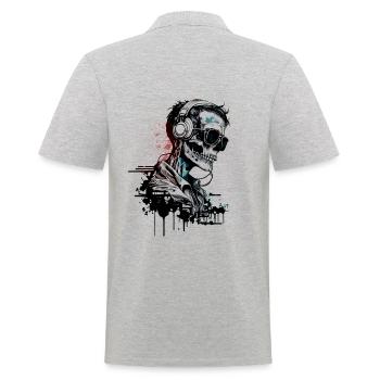Cooles Skelett Portrait mit Sonnenbrille - Männer Poloshirt - Grau meliert - Hinten - Kai (181cm)